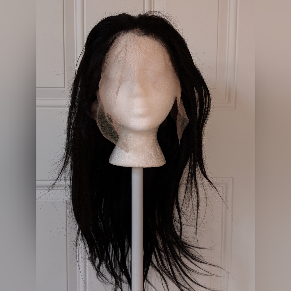 26” Straight Very Dark Brown/Natural Black Wig Lace Front Adjustable Cap